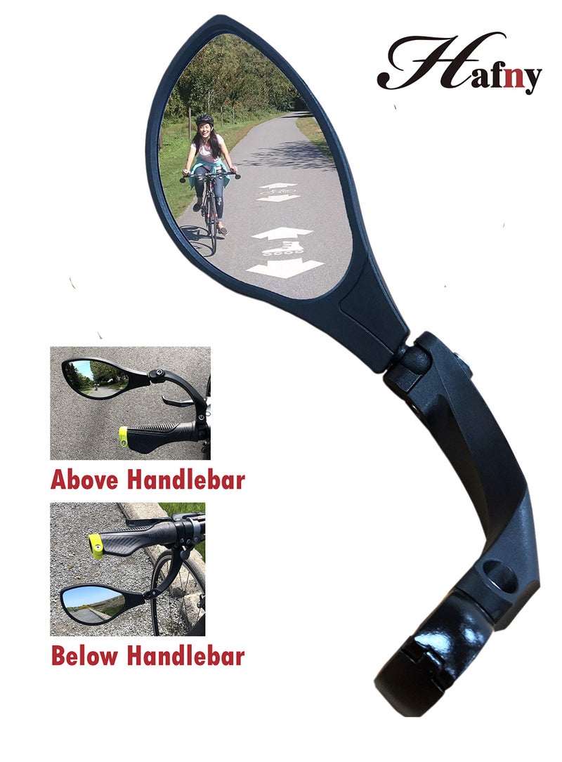 Hafny New Handlebar Bike Mirror, HD Blast-Resistant, Safe Crystal Clear Glass Mirror, Adjustable Rotatable, Rearview Mirror, Bicycle, HF-M902LS-FR01 - Image 4